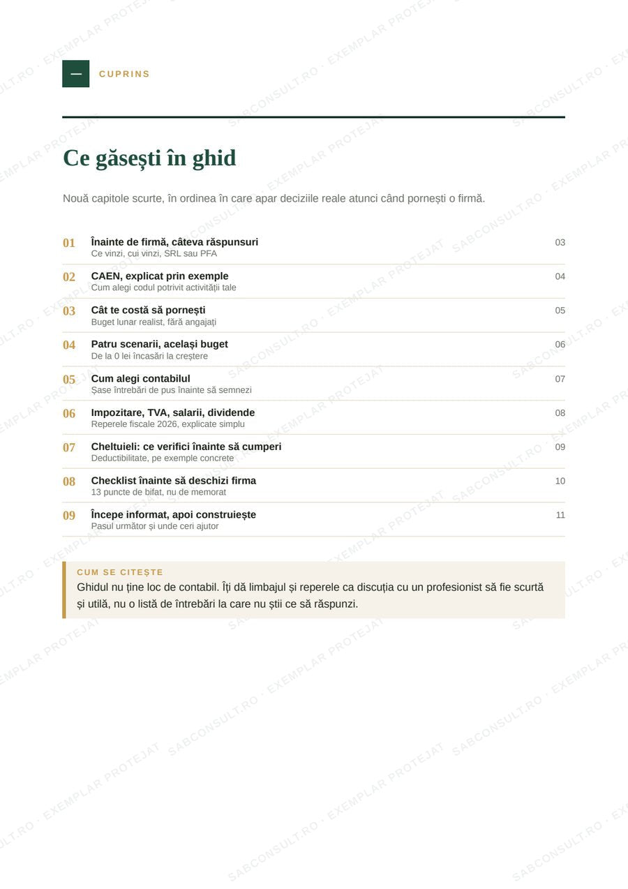 Pagină din Ghidul Antreprenorilor