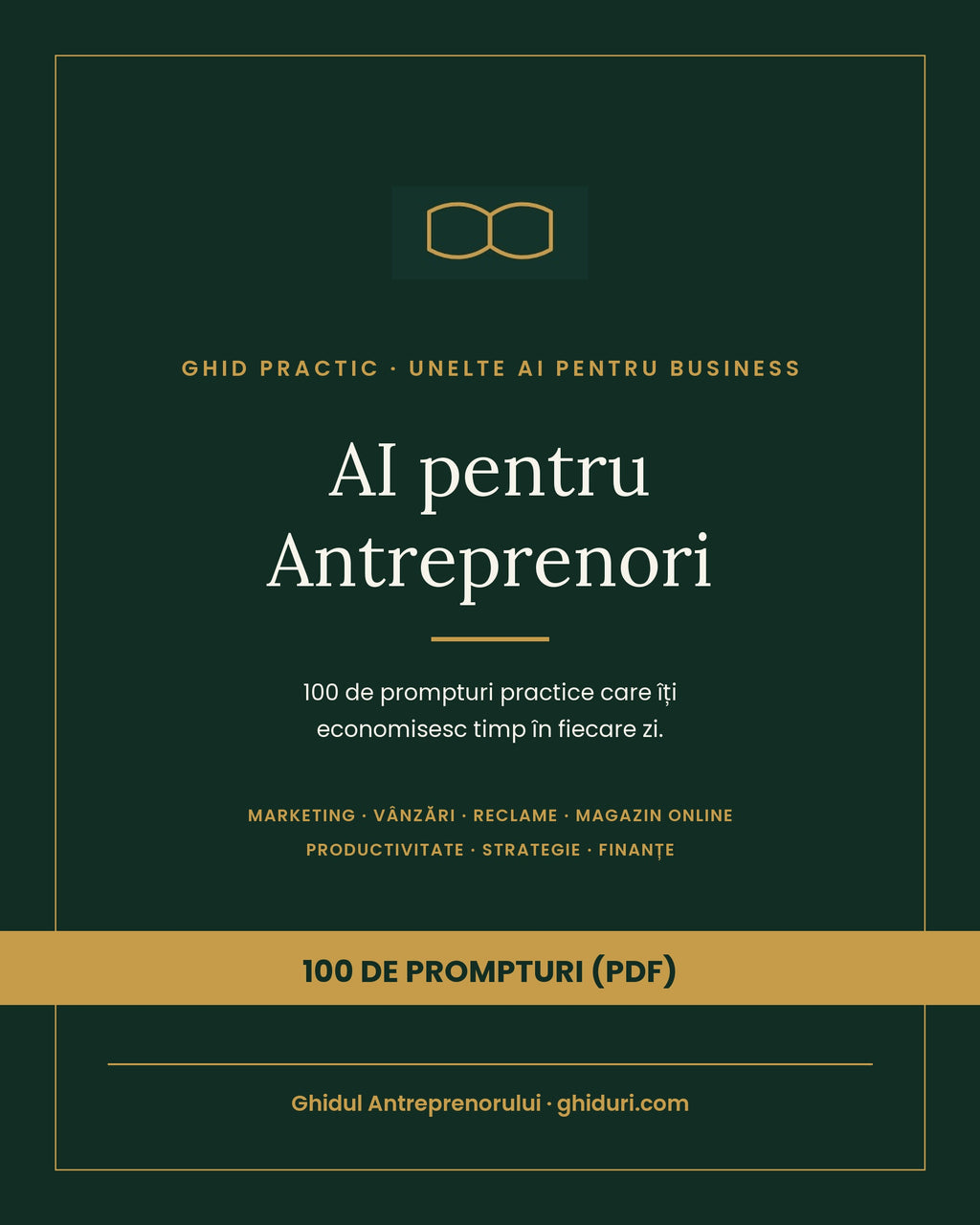 AI pentru Antreprenori — 100 de prompturi practice (PDF) — coperta