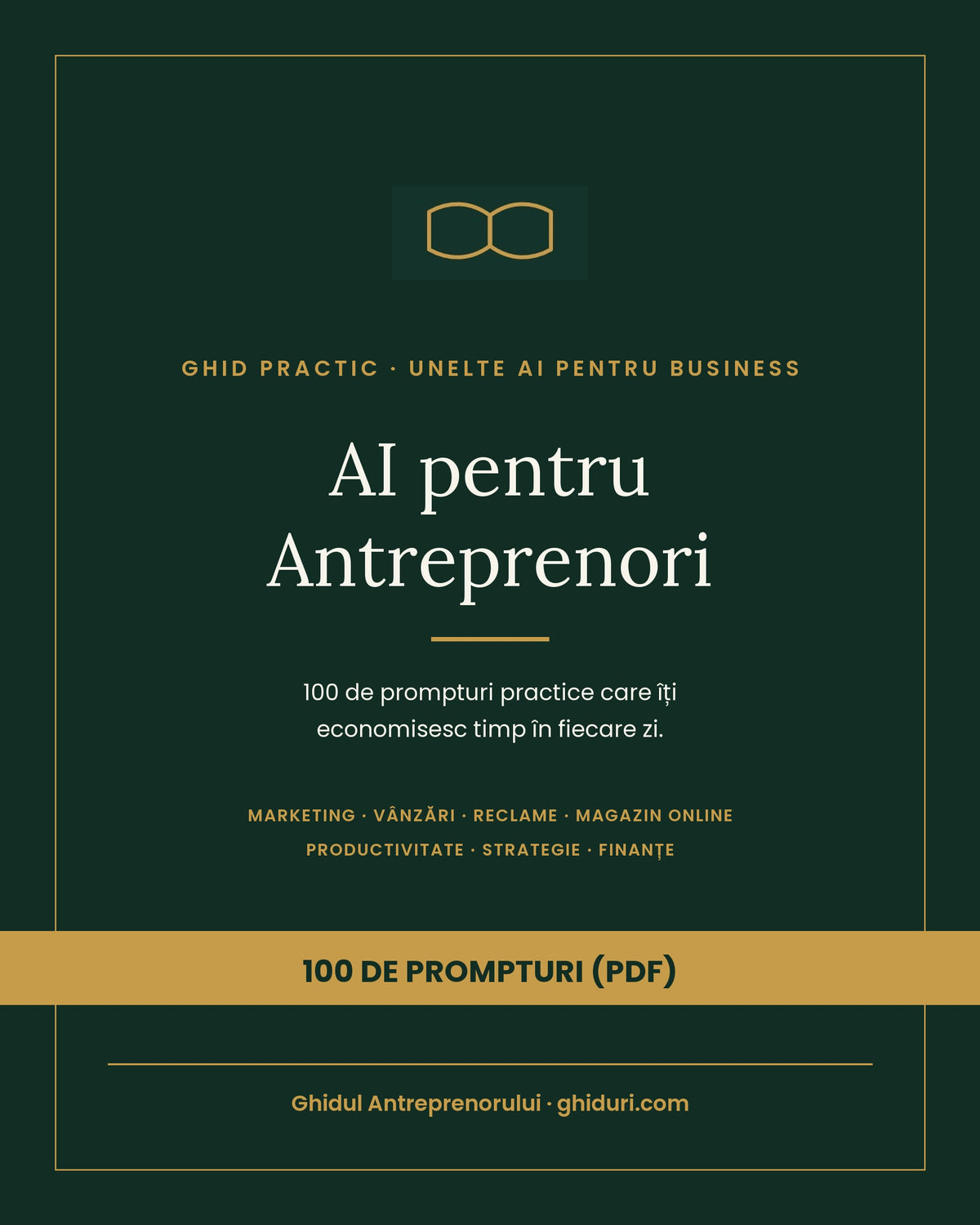 AI pentru Antreprenori — 100 de prompturi practice (PDF) — coperta
