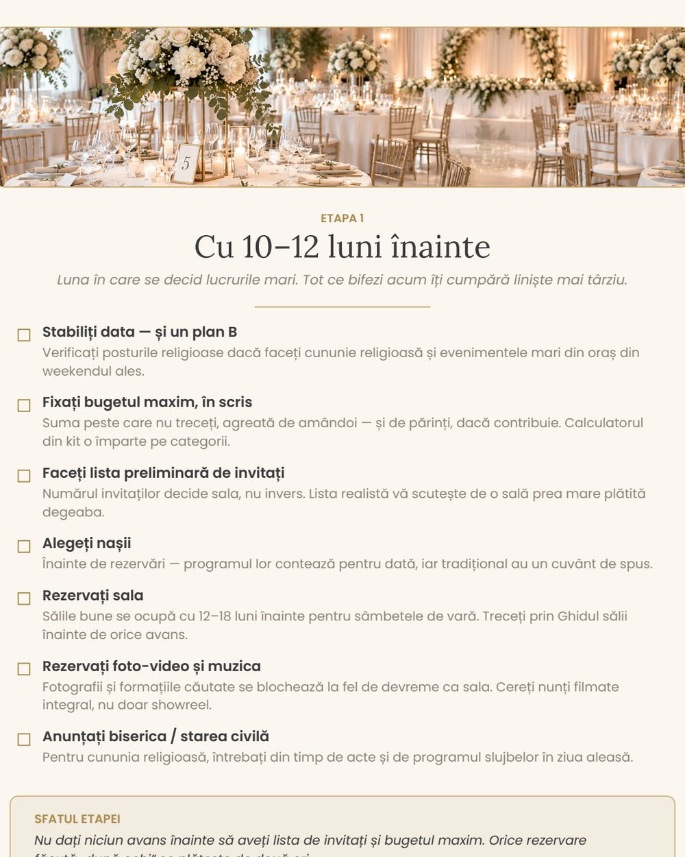 Pagină din interiorul Plannerului Nunții